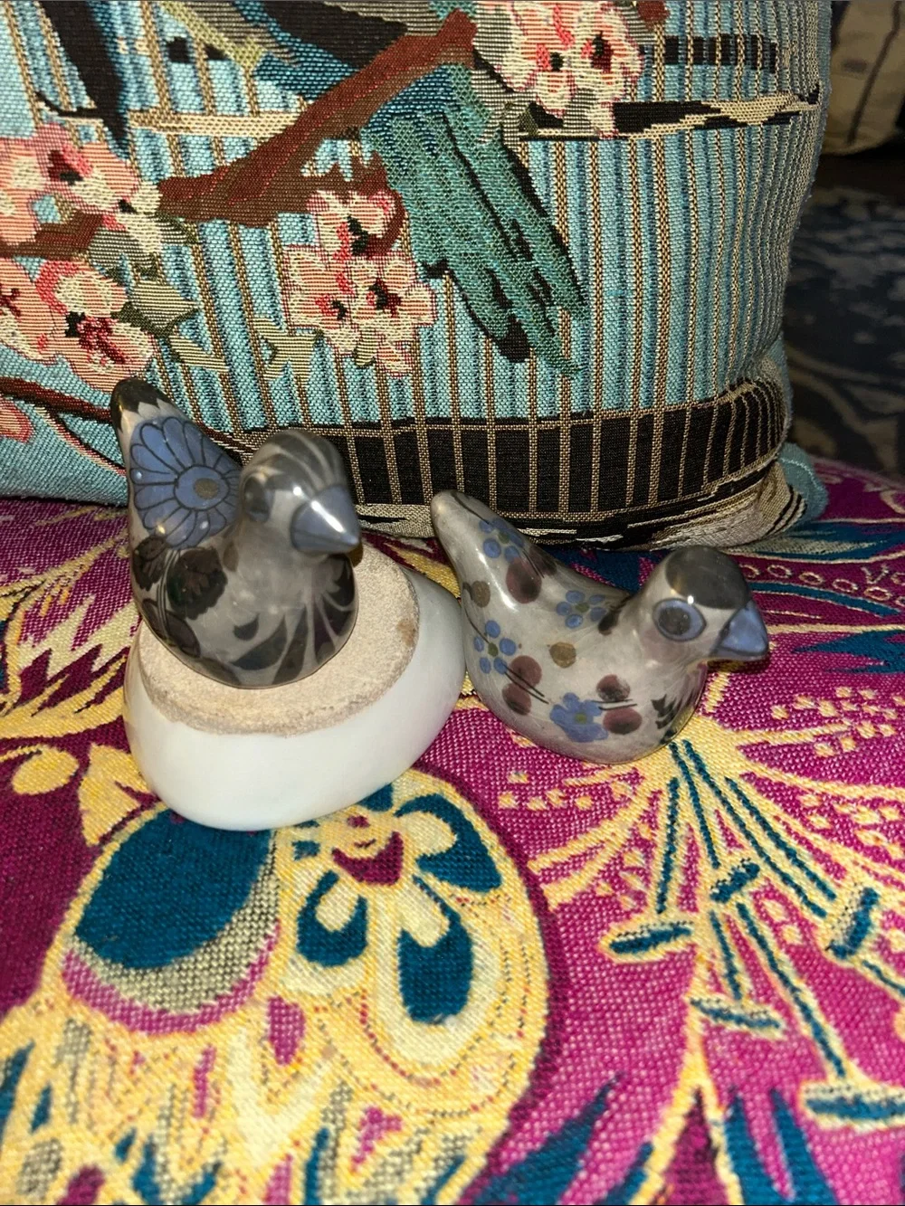 Set of two Tonalá Mexican doves pottery
